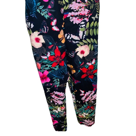 H&m black floral print Hawaiian tropical sleeveless jumpsuit size 14 - Picture 5 of 13